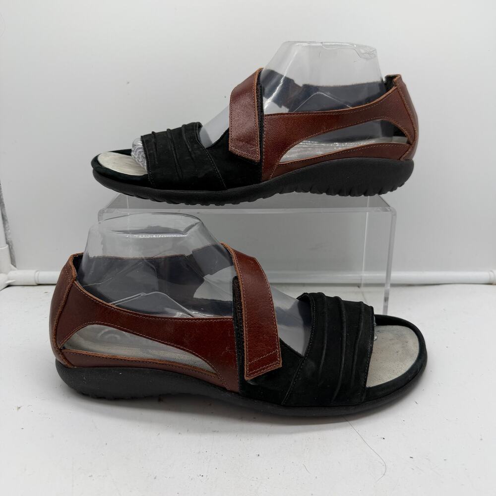 Naot Sandals Womens 9 Papaki Black Brown Leather Comfort Adjustable Strap